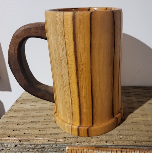 Handmade Teak Wood Mug with Walnut Handle - Picture 1 of 3